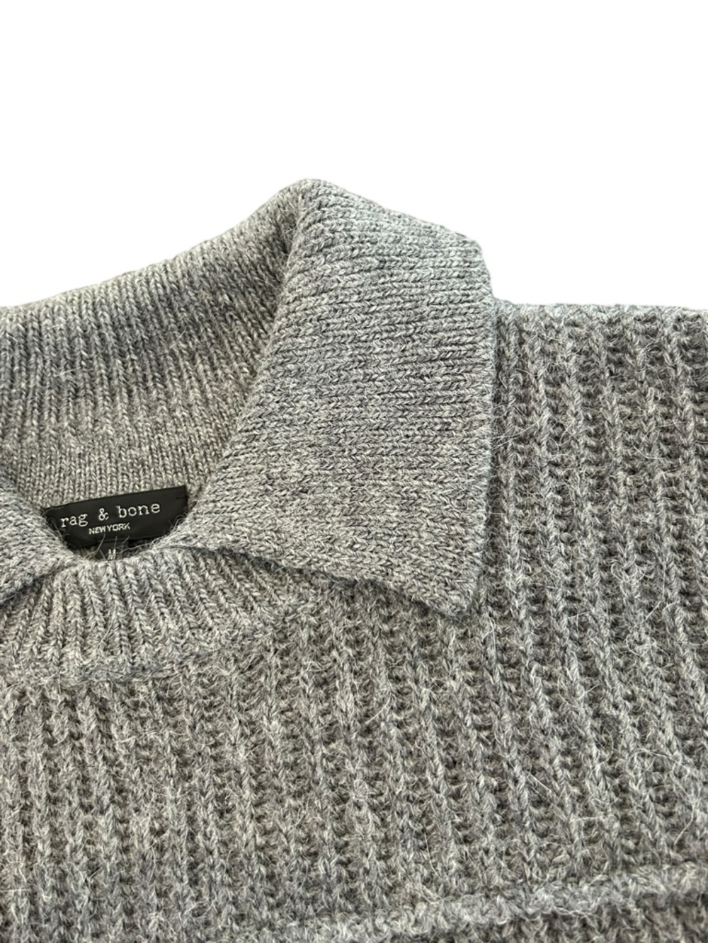 Rag & Bone Madix Wool & Alpaca Blend Sweater Polo Grey Size M - Picture 6 of 12